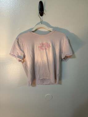 American Eagle Pink I'm Just A Girl Bow Graphic Tee